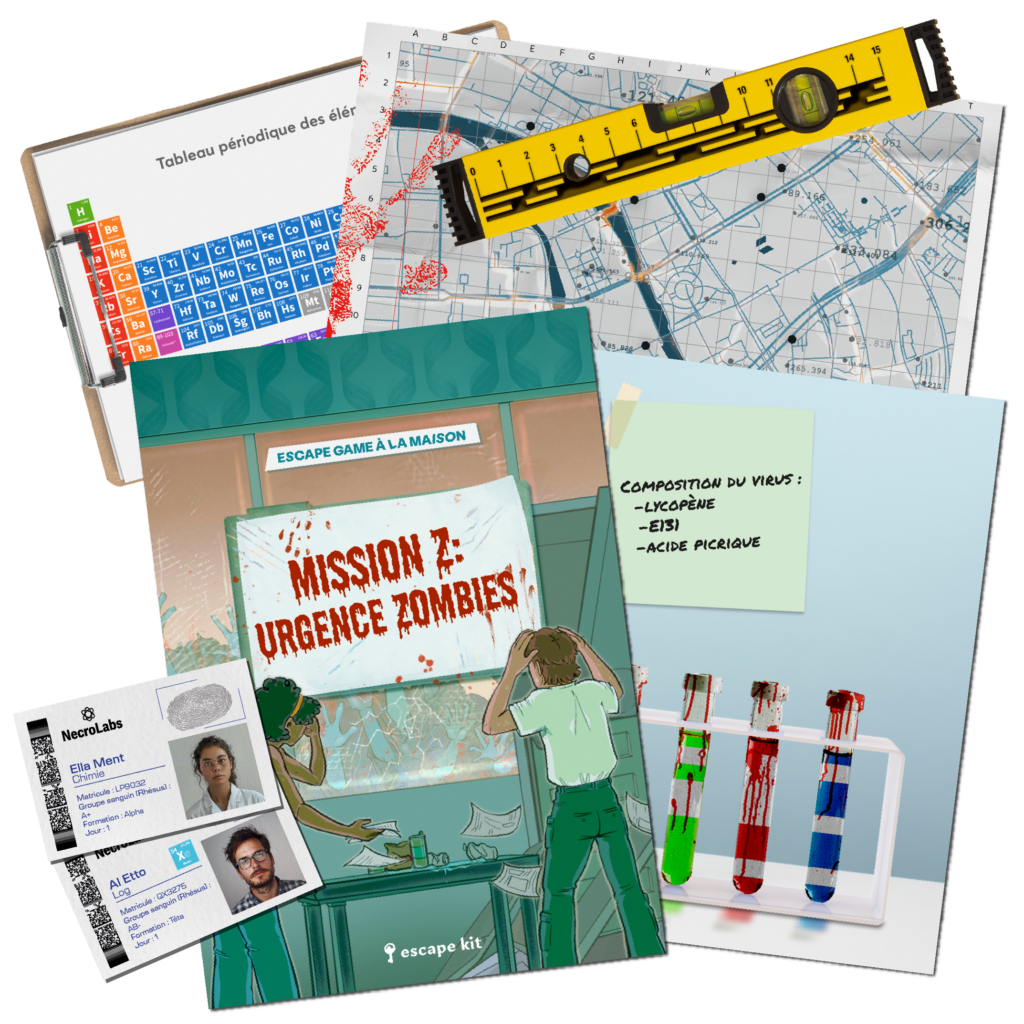 Escape Kit CONTENU KIT MISSION Z URGENCE ZOMBIES