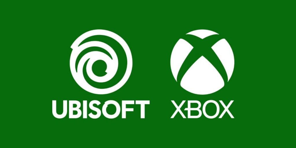 white ubisoft and xbox logos on dark green background 1 white ubisoft and xbox logos on dark green background 1