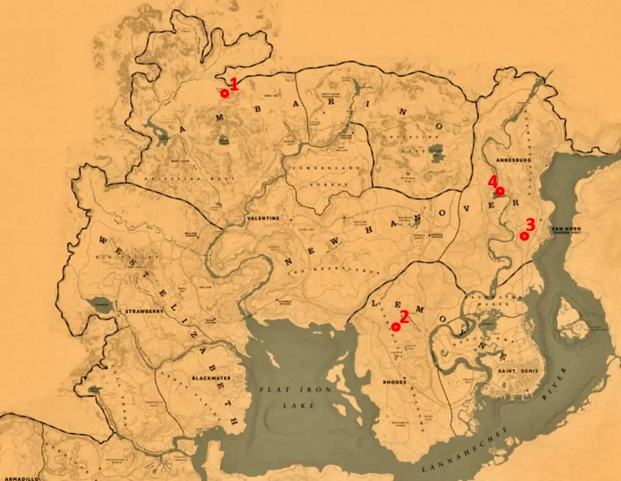 carte aux trésors de la piste empoisonnée Red Dead Redemption 2