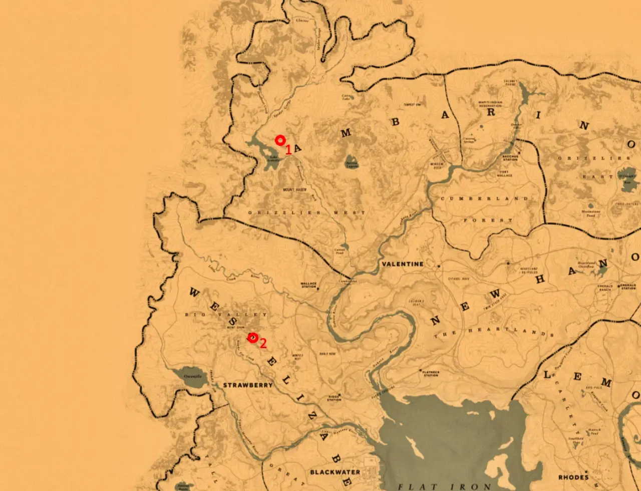 Cartes au trésor Red Dead Redemption 2