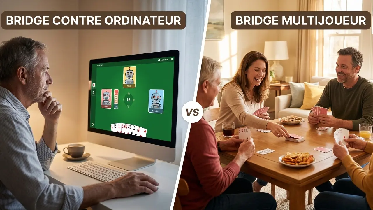 Bridge contre Ordinateur vs Bridge multijoueur