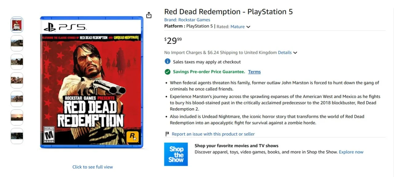 Promo RDR edition Physique sur PS5