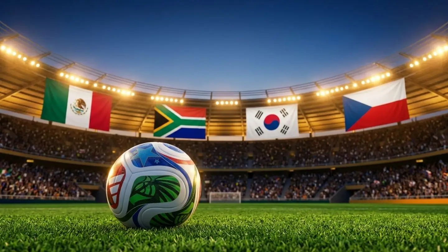 Pronostic groupe A Coupe du Monde 2026, drapeaux Mexique Corée du Sud Tchéquie Afrique du Sud